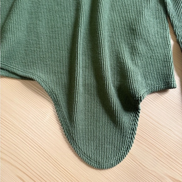 Madewell Green Ribbed Asymmetrical Top - S - Picture 5 of 7